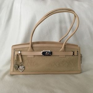 Stuart Weitzman Leather and Fabric Baguette